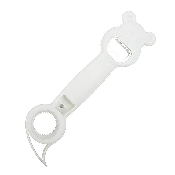 Multi Function Can Opener Bottle,Multi Kitchen Tool for Jelly Jars,Wine, Beer and other,Bottle Opener to Protect the Nail Use (White)