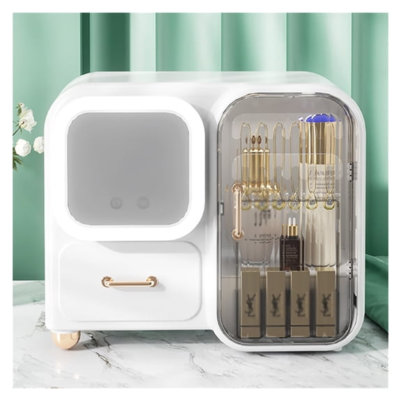 Multi-Function Case Cosmetic Storage Box with LED light,Cosmetics Skin Care Products Jewelry Organizer Case Finishing Box Bedroom Desktop,Portable Skincare Organizers