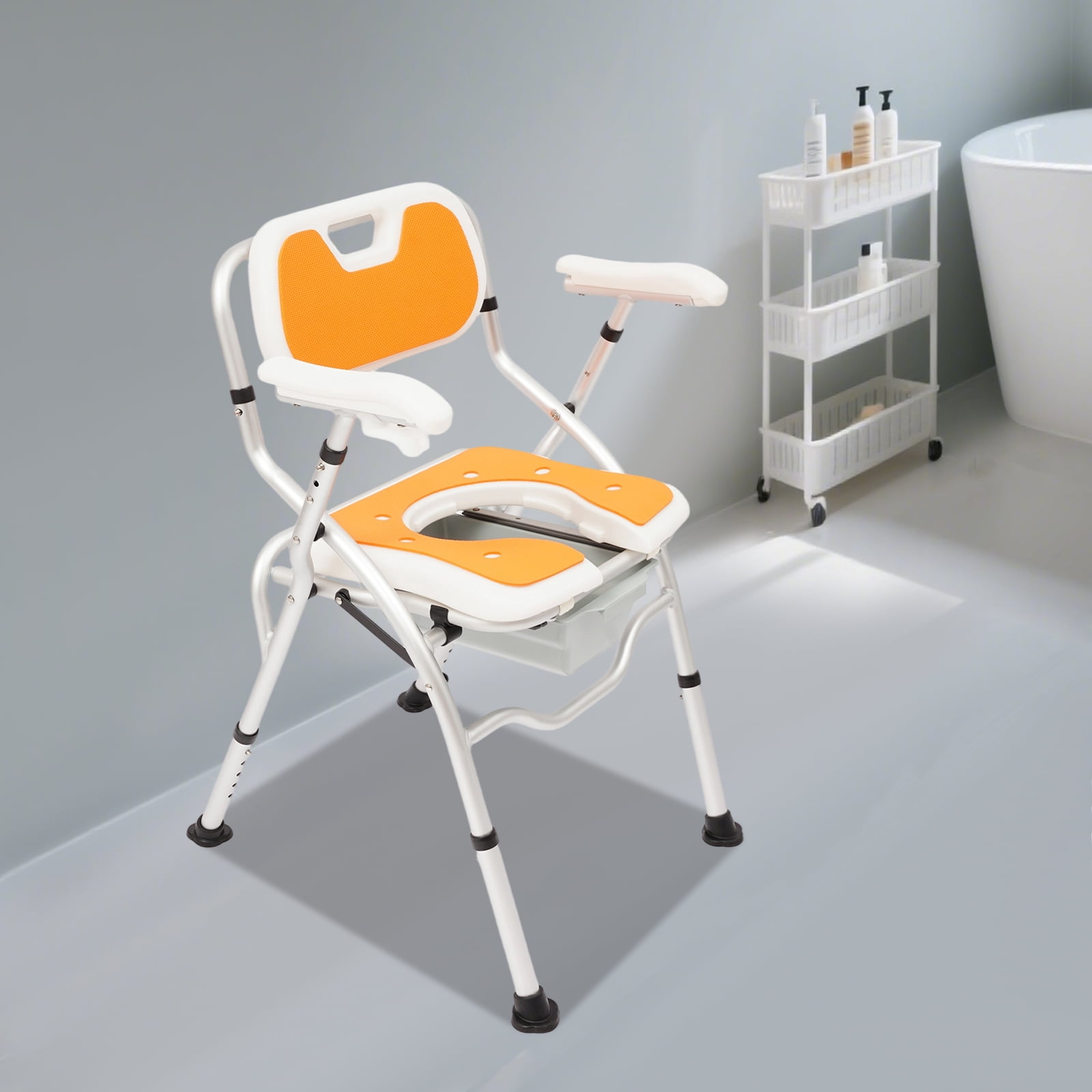 Multi-Function Commode Chair, 45-52cm Adjustable Height, 24-27cm ...