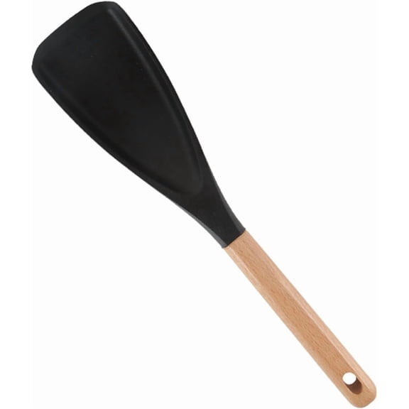 Multi Function Cooking Spoon, 3 in 1 Spatula Spoon with Wooden Handle, Heat Resistant Nonstick Silicone Spoonula for Stirring, Scooping