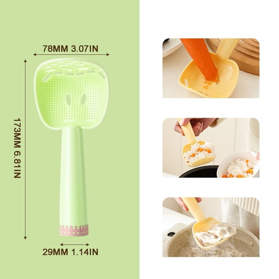 Multi-Function Cooking Spoon - Slotted Strainer Spoon - Heat-Resistant Kitchen Stirring and Serving Tool - 1 Spoon - Green