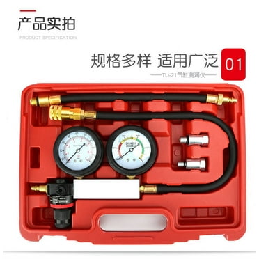 Multi-Function Cylinder Leak Down Tester Automotive Kit,Engine Compression Diagnosis Tool,Dual Gauge Leakdown Detector Tool Set for Pressure Check & Leakage Rate Test on Cars,Motorcycles,Trucks...