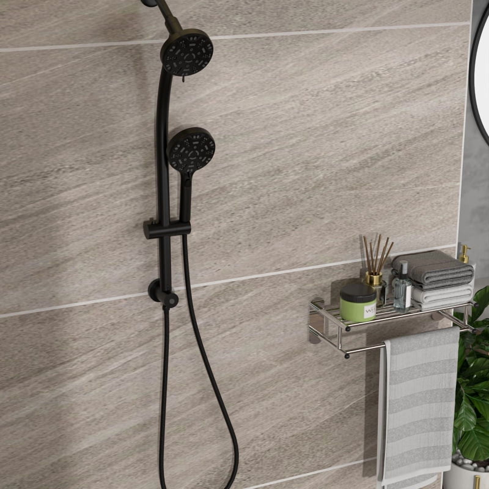Multi Function Dual Shower Head - Shower System with 4.7" Rain Showerhead, 8-Function Hand Shower, Adjustable Slide Bar,Brushed Nickel On-Site   RR