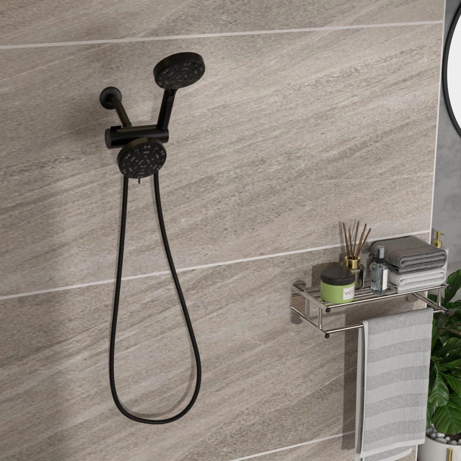 Multi Function Dual Shower Head - Shower System with 4.7" Rain Showerhead, 8-Function Hand Shower, Brushed Nickel On-Site   RR