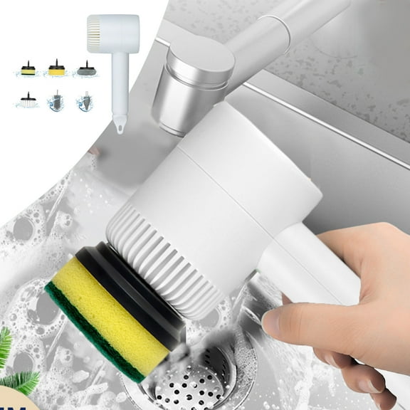 Multi-Function Electric Cleaning Brush | Rotating Scrubber | Replaceable Heads | ABS Material | Green | 800mAh Battery | Bathroom, Kitchen, Floor | 3 Brush Attachments | Ergonomic | Easy Storage