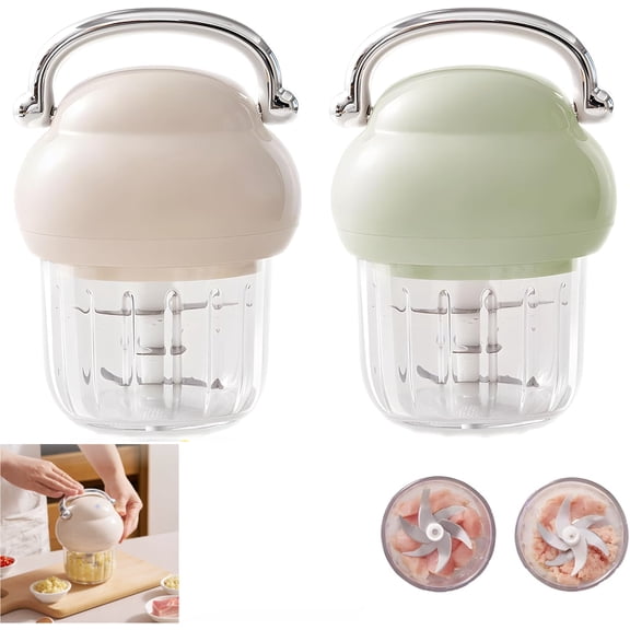 Multi-Function Electric Meat Grinder, 350ML Electric Meat Grinder, Multifunction Food Processor, Used For Dough Stirring, Onion, Meat, Nuts, Fruits, Garlic, Vegetables, Baby Food (2 Pcs)
