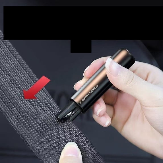 Multi-Function Emergency Safety Hammer for Cars, Glass Breaker Cutter, Compact Small Size, One-Hand Use Ergonomic Grip Quick with Mount (Black)