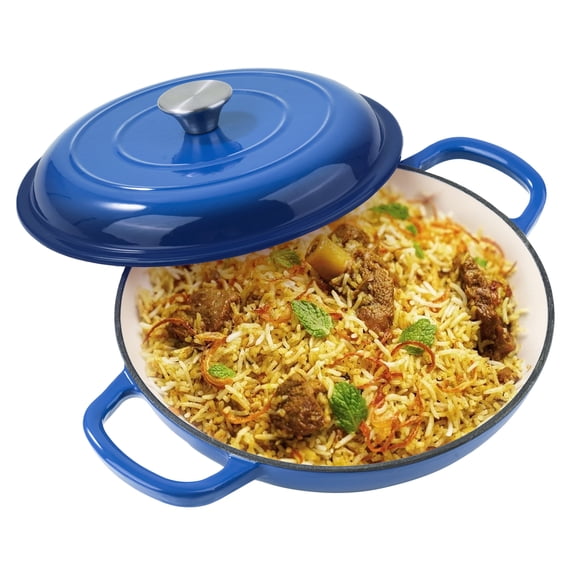 Multi-Function Enameled Cast Iron Dutch Oven with Self-Basting Lid, 3QT Cast iron soup pot, Ideal for Braising, Baking, Stewing & Soup, Works on All Stovetops Including Induction