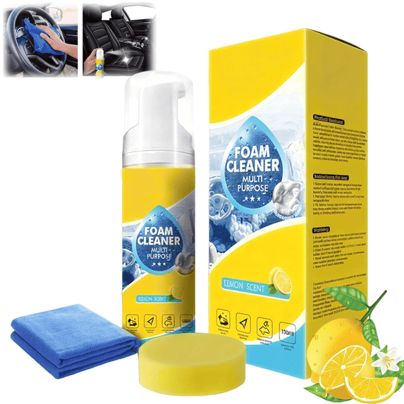 Multi-Function Foam Cleaner, Professional 4-in-1 Deep Stain & Grease Remover for Home & Auto, for Car, Kitchen,Bathroom & Sofa