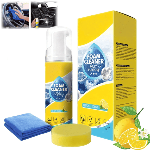Multi-Function Foam Cleaner, Professional 4-in-1 Deep Stain & Grease Remover for Home & Auto, for Car, Kitchen,Bathroom & Sofa