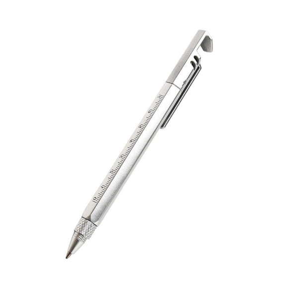Multi-Function For Spirit Level Mobile Phone Bracket Screwdriver Pen 6In1 Tool Pen silver YIWEI