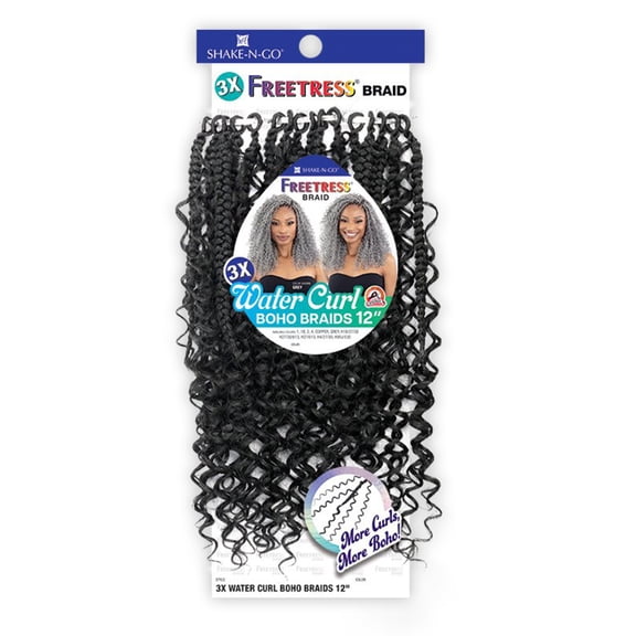 Multi-Function Freetress Synthetic Crochet Braids 3X Water Curl Boho Braids 12" | Typpkmm