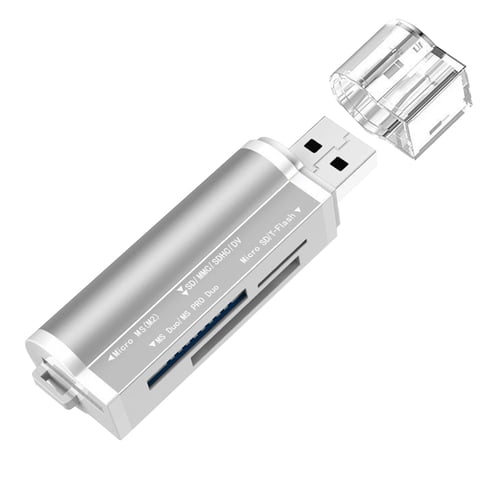 Multi Function High Speed Card Reader for Phone & PC  SD/TF(MicroSD)/MS Memory Card Reader Car & Camera CompatibleCard reader adapter