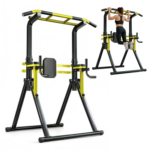 Multi-Function Home Gym Power Tower, 10-Step Adjustable Height Pull Up Dip Bar Station for Full Body Home Strength Training