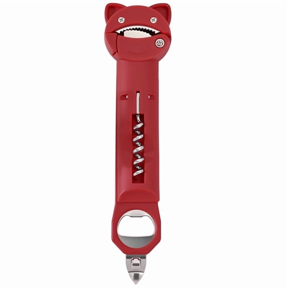 Multi-Function Jar Opener, Lid Opener for Seniors with Arthritis, Weak Hands, Retractable Magnetic Can Opener, Original Kitchen Wine Opener, Easy Kitchen Gadget (RED)
