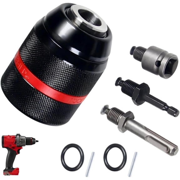 Multi - Function Keyless Drill Chuck for 1/2-20UNF Mount 1.5-13mm Self-tighten Drill Chuck for Multiple Purposes,Including 3/8" -Plus Shank,1/4" Hex Shank,1/2" Wrench Adapter