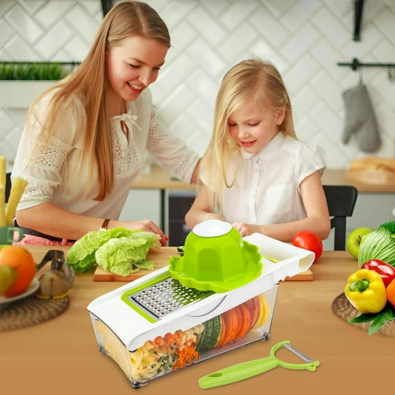 Multi-Function Kitchen Grater with Container, Vegetable Slicer & Cheese Shredder