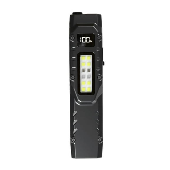 Multi-Function LED Flashlight with Digital Display, 2 Main Lights + 12 Side Lights, IPX44 Waterproof, USB Rechargeable
