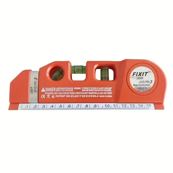 Multi-Function Laser Level | 4-in-1 Tool with Horizontal/Vertical Laser Line, 8 Ft Measuring Tape, and 3-Way Bubble Spirit Level