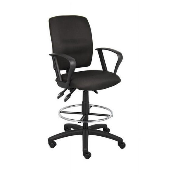 Multi-Function Fabric Drafting Chair & Stool with Foot Ring - Loop Arms