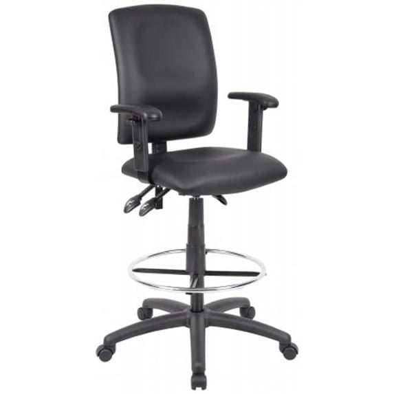 Multi-Function Leatherplus Drafting Stool With Adjustable Arms