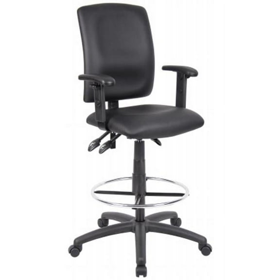 Multi-Function Leatherplus Drafting Stool With Adjustable Arms