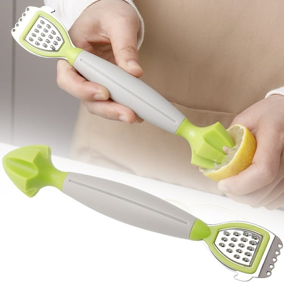 Multi-Function Lemon Zester and Juicer, Stainless Steel Handheld Kitchen Gadget for Grating Cheese Garlic Ginger, Dishwasher Safe Citrus Grater Tool for Kitchen and Bar Use