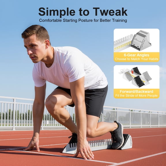 Multi-Function Lightning Starting Block Sprinter Pedals, 6 Angle Adjustable Sprinter Track and Field Aluminum Running Blocks for Athletics Plastic Runway Cinder Track