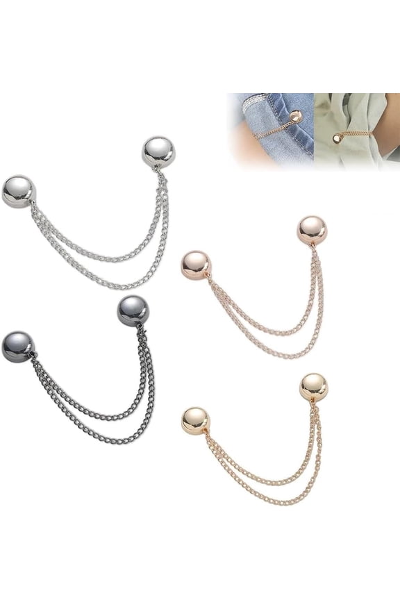 Multi-Function Magnetic Clothing Clips, 4 Pack Strongest Strength Buttons Clips Accessories, Multi-Purpose Magnetic Pinless Brooch for Cardigan Cuff Hem Clothes Hijab Pins Decorate(Sets)