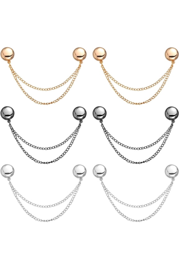 Multi-Function Magnetic Clothing Clips, 6 Pcs Magnetic Clothing Pins with Chain, Strong Metal Pinless Button Clips for Fixing Cardigan, Hijab, T-Shirt, Pants Hem