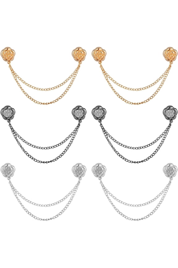 Multi-Function Magnetic Clothing Clips, 6 Pcs Magnetic Clothing Pins with Chain, Strong Metal Pinless Button Clips for Fixing Cardigan, Hijab, T-Shirt, Pants Hem