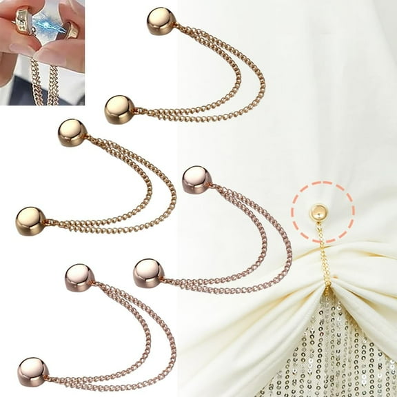 Multi-Function Magnetic Clothing Clips,Pinless Brooch Chain Magnetic Buttons Shawl Clips for Hijab, Loose T-Shirt Hems, Sleeves, Collar and Pants Hems