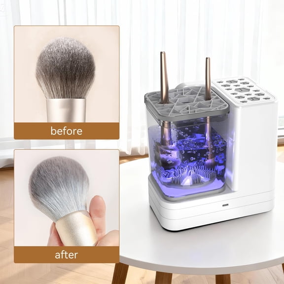 Multi-Function Makeup Brush Cleaner, 1 Cleaner + 1 Usb Cable - 5 in 1 Makeup Brush Cleaner & Dryer Machine Portable Automatic Usb Cosmetic Brushes Cleaner Tool with Deep Clean Sili Makeup Organizers