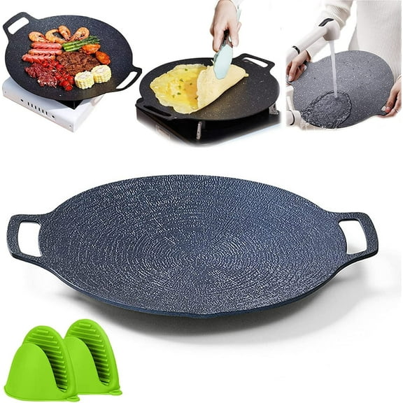 Multi-Function Medical Stone Grill Pan Non-Stick Pan, Korean Non-Stick Round Baking Panwith Handle For Home Outdoor [Energy Class A]