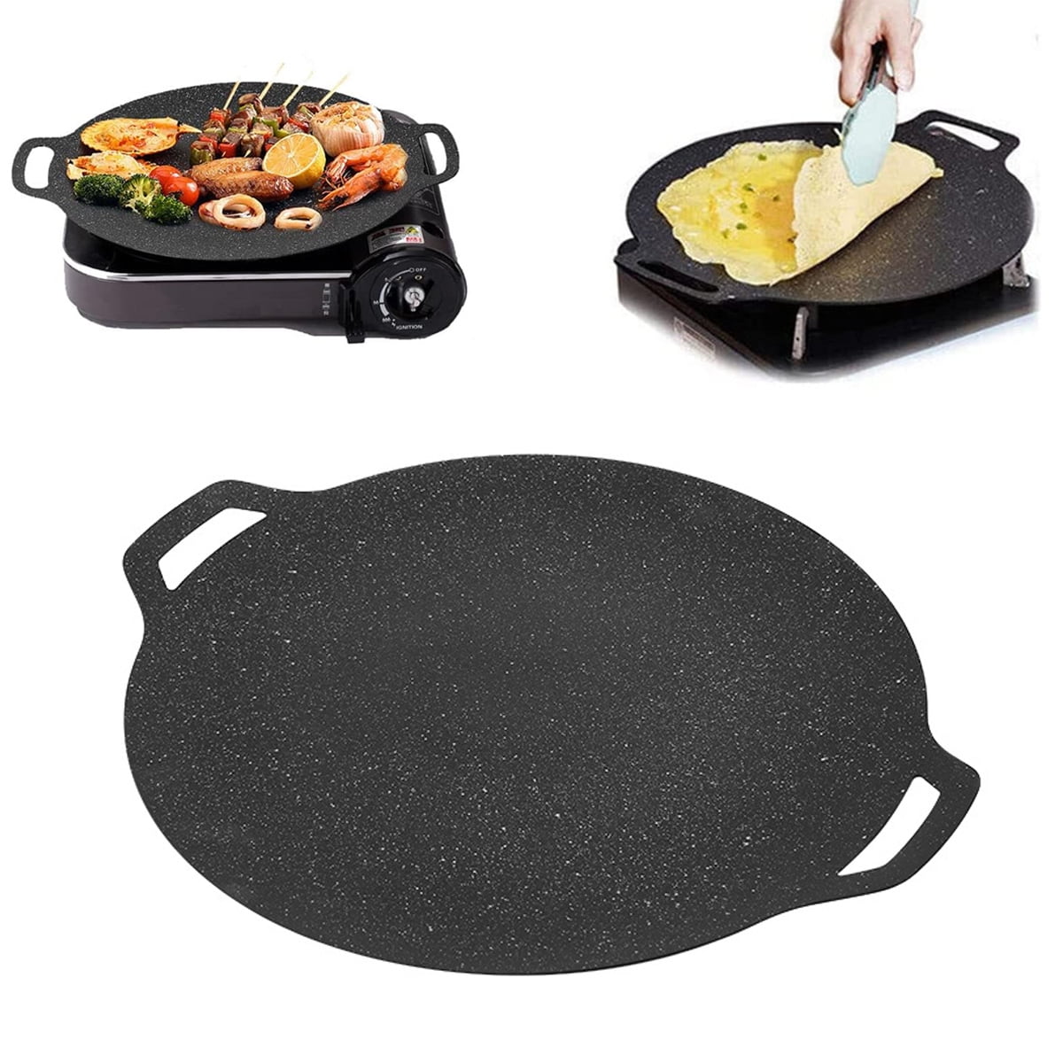 Multi-Function Medical Stone Grill Pan Non-Stick Pan,Non-Stick Coating Frying Pan,Round BBQ Griddle with Handle