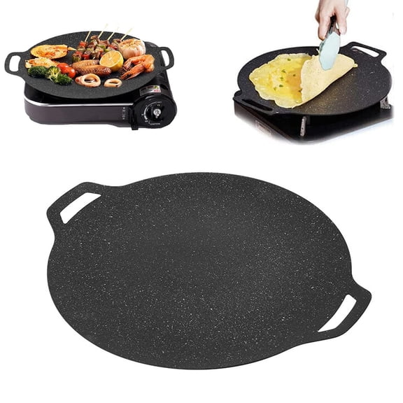 Multi-Function Medical Stone Grill Pan Non-Stick Pan,Non-Stick Coating Frying Pan,Round BBQ Griddle with Handle