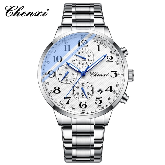 Multi-Function Men's Watch Real Three-Eye Six-Hand Calendar Chronograph Steel Band Quartz Watch Business Fashion Men's Wristwatch Men's Watch