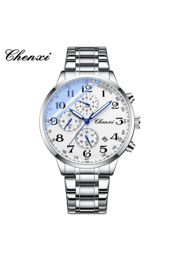 Multi-Function Men's Watch Real Three-Eye Six-Hand Calendar Chronograph Steel Band Quartz Watch Business Fashion Men's Wristwatch Men's Watch