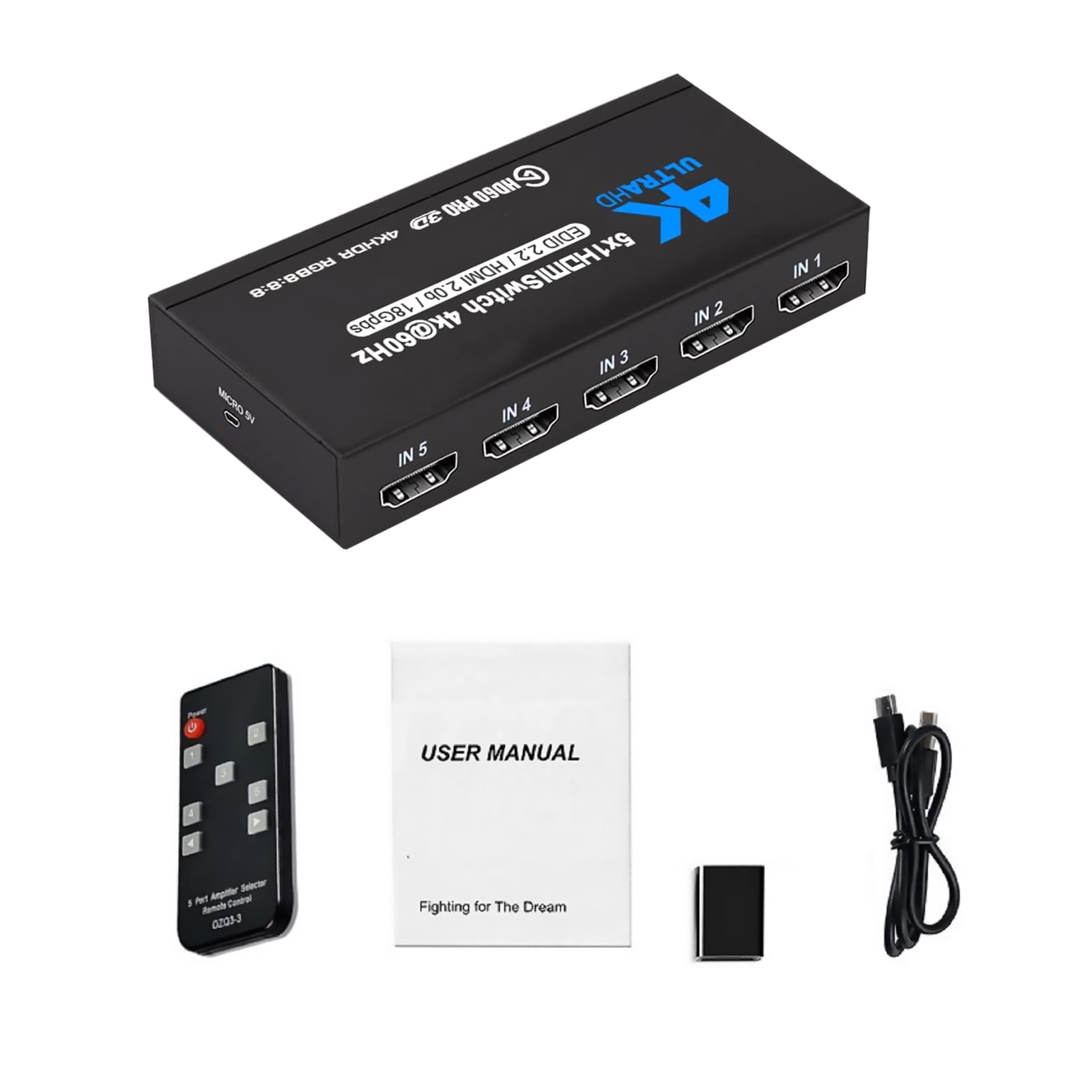 Multi-Function Monitor Splitter 5 Input 1 Output HDMI Switcher for PC ...