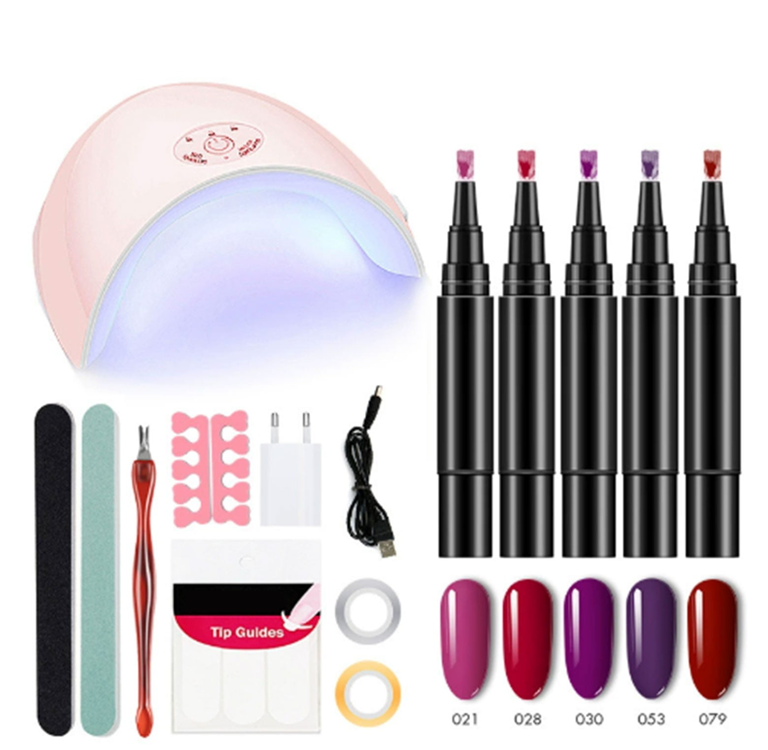Multi-Function Nail Gel Pen 5 Set with Complete Tool Kit, 3-in-1 At-Home Gel Polish Pens and Essential Nail Art Instruments for Professional Manicure Results