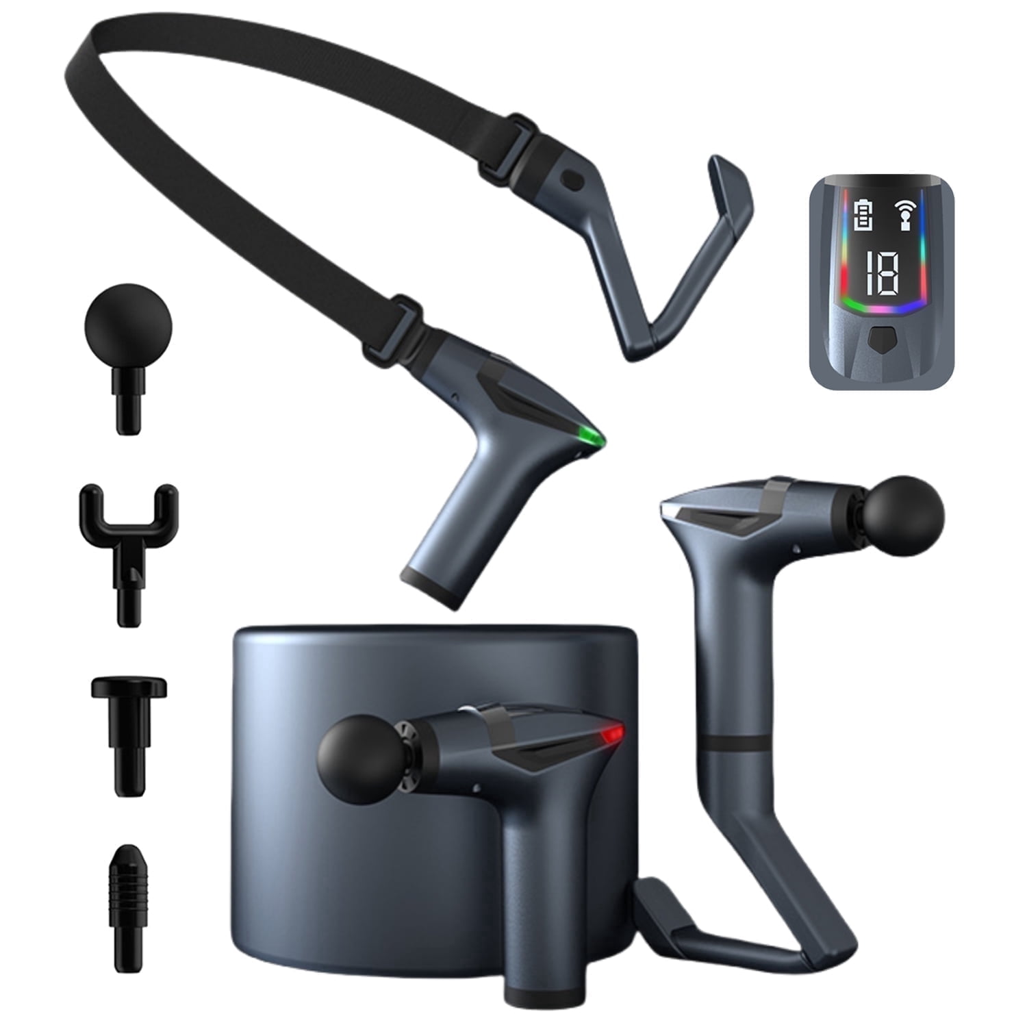 3-in-1 Massage Gun Deep Tissue - Percussion Muscle Massager with Extend Handle, LCD Screen for Neck Back Shoulder Relaxing