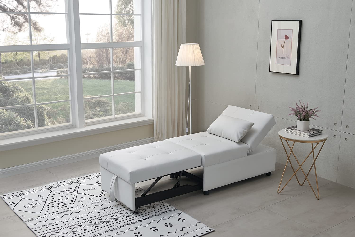 Multi-@Function Ottoman,Sofa Bed Sleeper,Convertible Chair,White ...