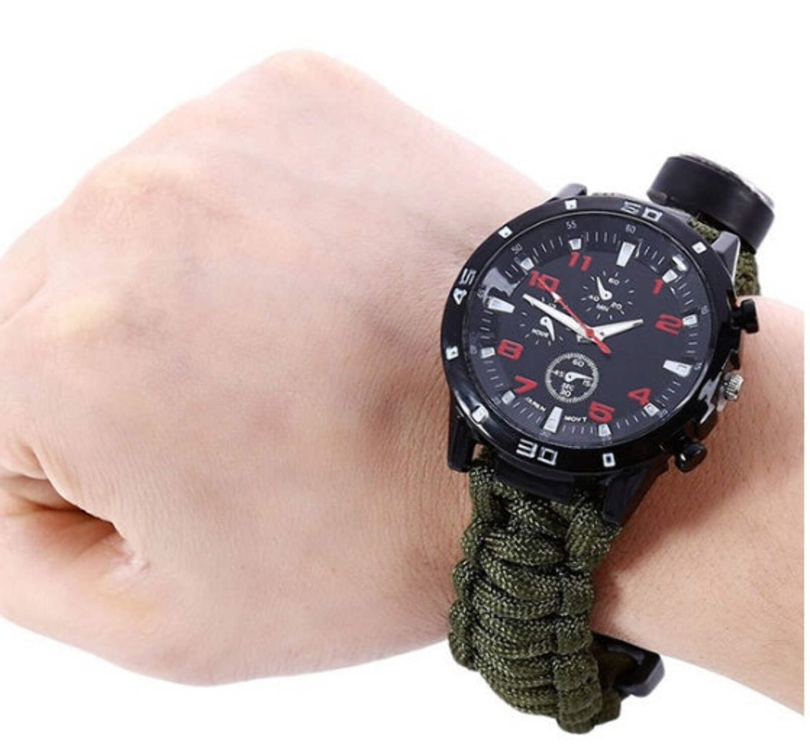 MultiFunction Outdoor Survival Watch with Compass and Flint