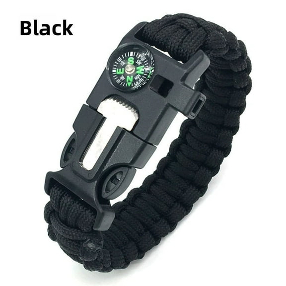 Multi-Function Paracord Survival Bracelet 5-in-1 Outdoor Emergency Tool with Compass, Blade, for Camping Hiking Adventure