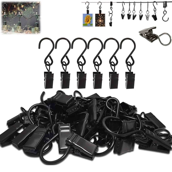 Hooks Curtain Clips, Durable and Versatile for Hanging Photos, Cards, Lights, and Decorations, Ideal for Home, Office, Parties, and Events, 50-Pack