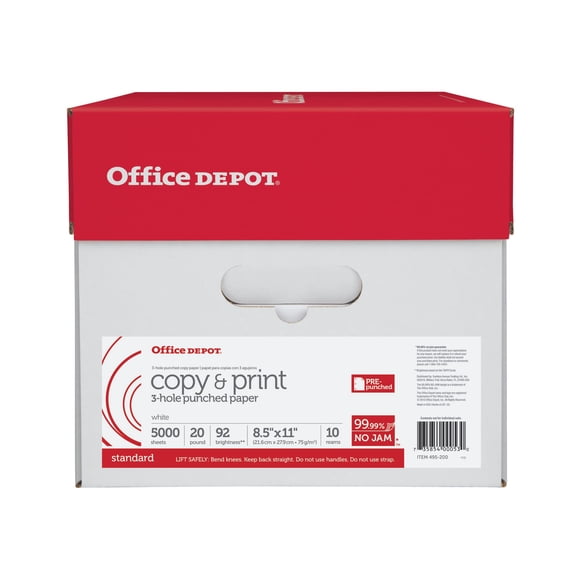 Multi-Function Printer Paper 10 Reams Case, Pre-Punched 3-Hole Letter 8.5"x11", 5000 Sheets for Fax Copy, White