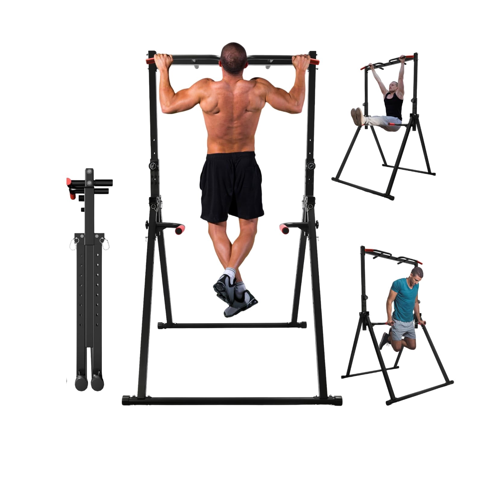 Multi-Function Pull Up Bar, Deluxe Doorway Pull Up Bar, for Chin Ups, Dips, Leg Raises, Ab Workouts, Home Calisthenics, Space Saving Design, Smooth Surface for Easy Cleaning