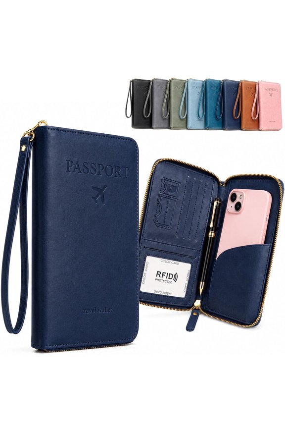 Multi-Function RFID Travel Passport Wallet with Phone Pocket - Ultimate Passport Holder for Women & Men, Holds Phones, Passports, Cash, Cards & Boarding Passes