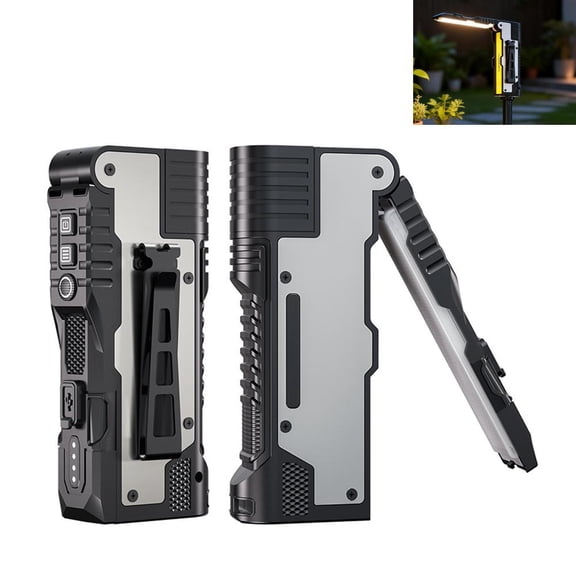 Multi-Function Rechargeable Inspection Flashlight with Magnetic Base, Foldable Expandable Side Light for Auto Repair & Outdoor Use