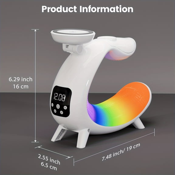 Multi-Function Speaker Wireless Charger Stand Adjustable RGB Night Light Clock for iPhone iWatch AirPods All Qi Wireless Phones